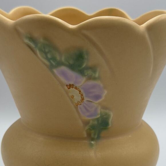 Vintage Art Deco Weller Art Pottery Vase Floral Scalloped Antique Ceramic B-4 - Picture 3 of 11